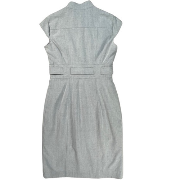 Marvin Richards light grey button down short cap sleeve belted midi dress EUC - Picture 6 of 16